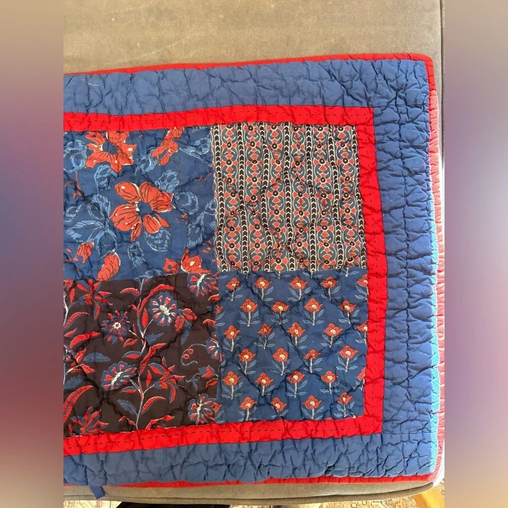 The Company Store Quilted Blue & Red Sham Covers Square & Rectangle
